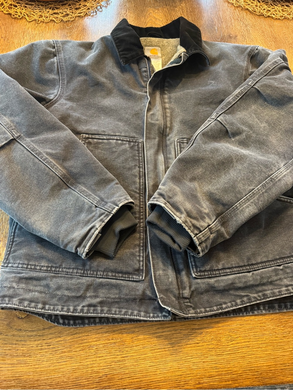 Vintage Carhartt J164 PTL Black Jean Jacket with Corduroy Collar - Picture 5 of 9